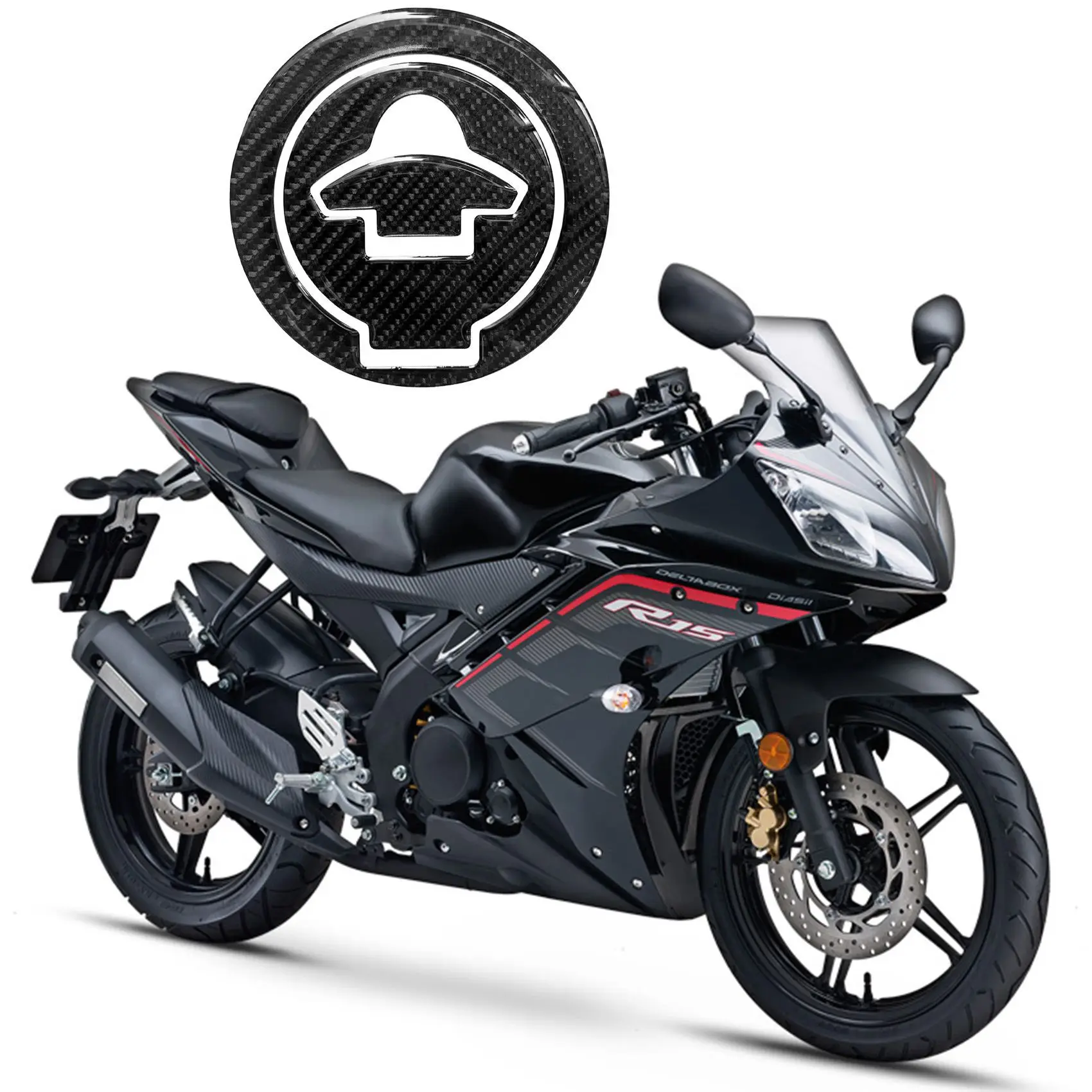 Motorfiets Koolstofvezel Brandstoftank Cover Sticker Sticker Sticker Sticker Voor Yamaha YZF-R3 R25 R15 MT-03 Gas Cap Bescherming Sticker