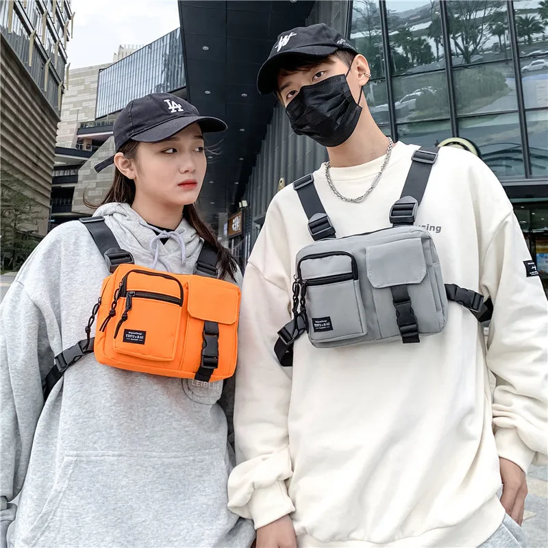 Men's Rig Vest Bag Hip Hop 2024 NEW Functional Backpack Work Amy Green Motorcycle Chest Bag Streetwear Waistcoat Female bolso 가방