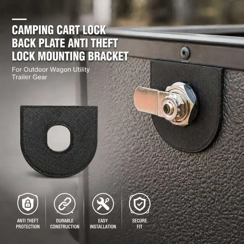 Camping Cart Lock Back Plate Anti Theft Lock Mounting Bracket For Outdoor Wagon Utility Trailer Gear