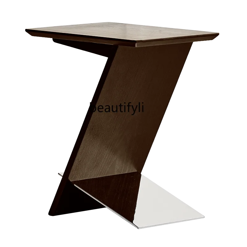 Light Luxury Modern Solid Wood Small Table Home Living Room Sofa Corner Table Retro Simple Style Designer Original Magazine Rack