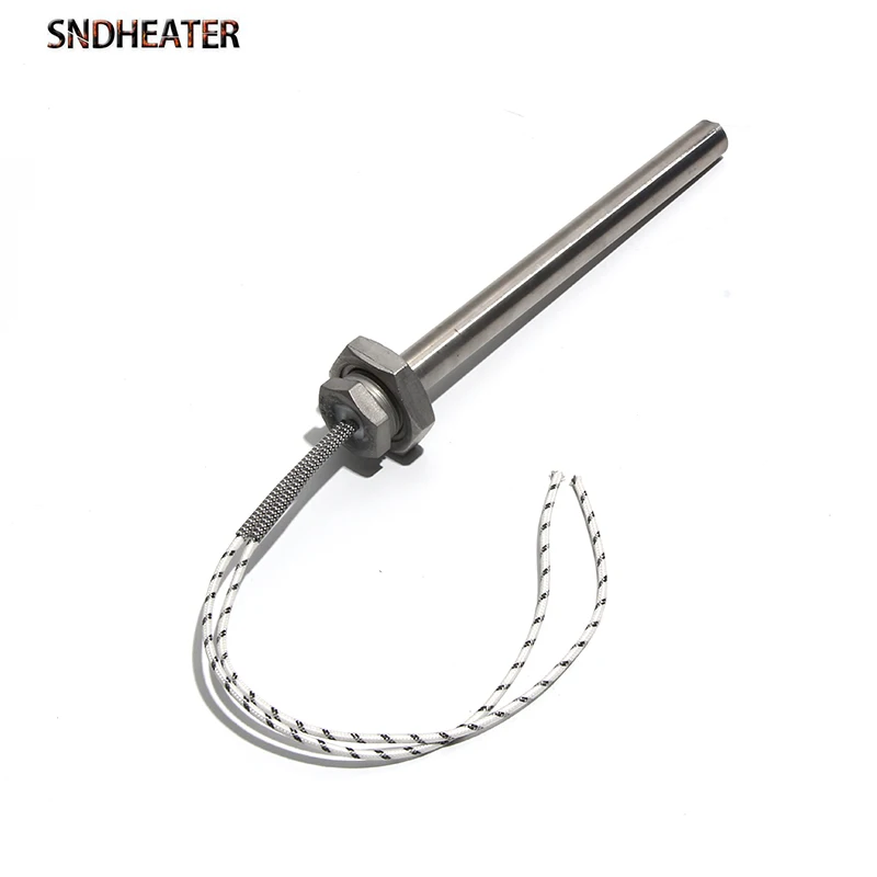 SNDHEATER 12V/24V M16 Threaded Cartridge Heating Element with Nut 12*100mm 50W/100W/200W Heater Rod for Hot Cutting Machine 1pc