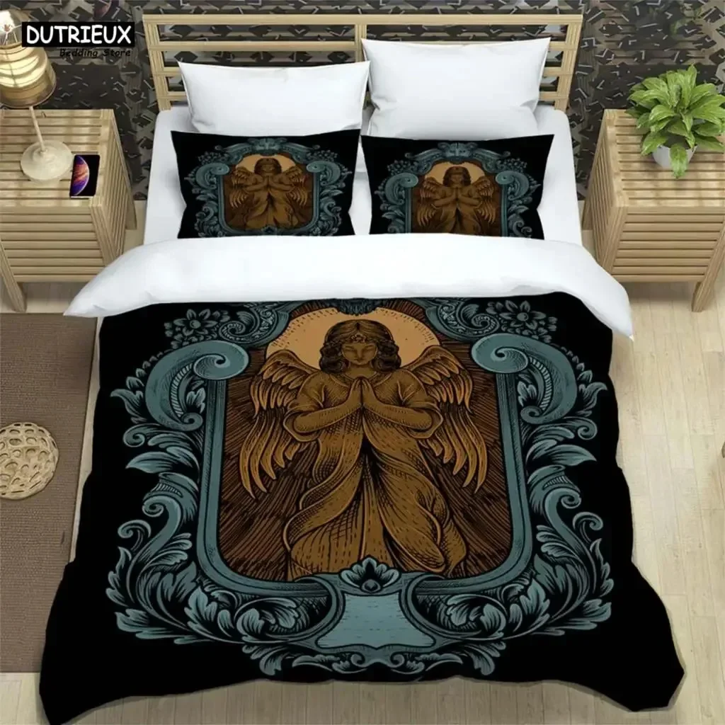

Medieval Dark Retro Digital Comfortable Duvet Quilt Cover Pillowcase Bedding Set Children Bedroom Decoration Home Textile