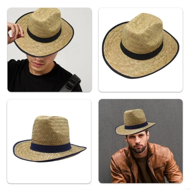 

Unisex Western Styles Sun Hat Destabless и легкий соломенной пляж для мужчин и женщин