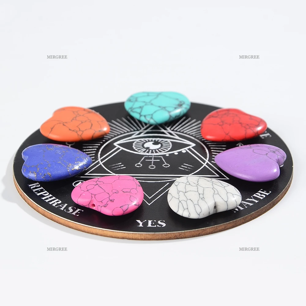 1/8/9 قطعة قلادة سبعة شقرا مع لوحة العرافة ومجموعة حجر على شكل قلب-مناسبة لأدوات العرافة اليومية #4