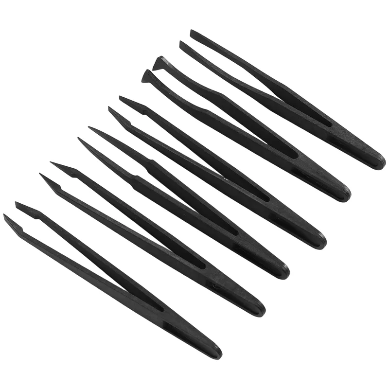 

6PCS Precision Tweezer Set Plastic Anti Static Tool Kit Size 1/2/3/5/6/8 Each One(Black) CNIM Hot