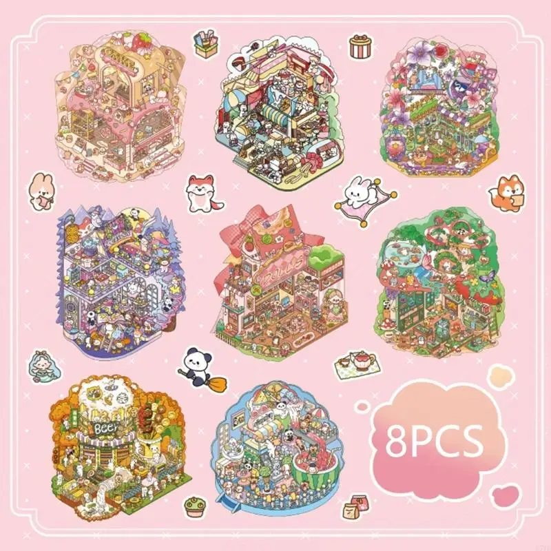 

Миниатюрная наклейка на сцену, водостойкая наклейка с пейзажем для домашних животных для детей, ремесленный блокнот, журнал,