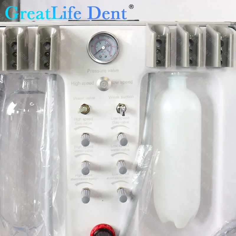 GreatLife-sistema de agua para tratamiento Dental, unidad Dental portátil móvil con compresor de aire, sistema de succión y Kit de pieza de mano