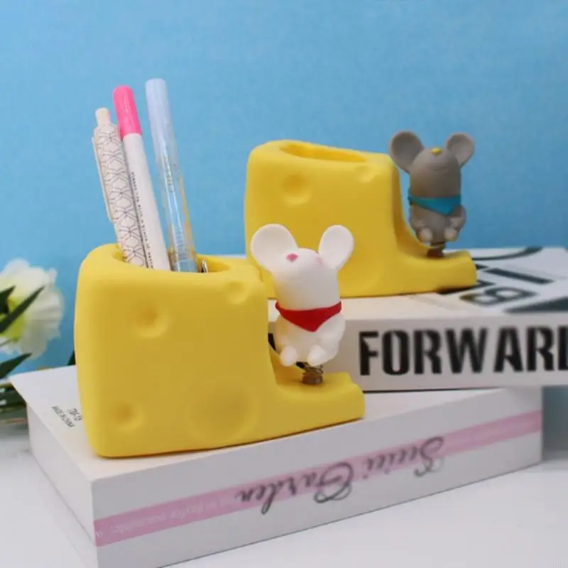 Cartoon Mouse Pencil Pen Cup Gift for Student Children Girls Boys Makeup Brush Holder PVC Remote Control Holder for Home