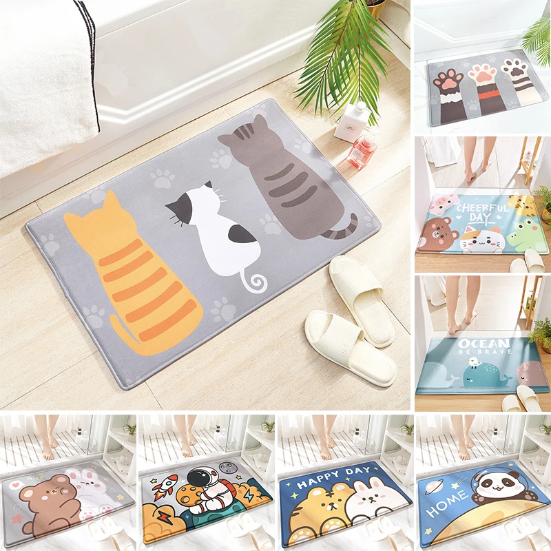 Cartoon Animal Bath Mat Diatom Mud Carpets Non Slip Shower Room Entrance Floor Foot Mats Home Toilet Kitchen Indoor Decor Rug