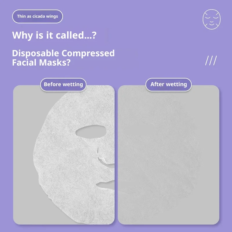 Ultra-Thin Compressed Facial Sheet Spa-Grade Disposable Mask Paper Moisturising Full-Face Cotton Silk Mask with Fastening Tabs