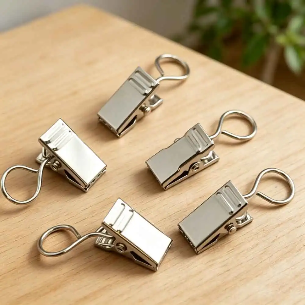 vvocci Curtain Window Curtain Decor Accessories 20pcs HookClips with Hook Sturdy and Durable Stainless Steel Home Window Curtain