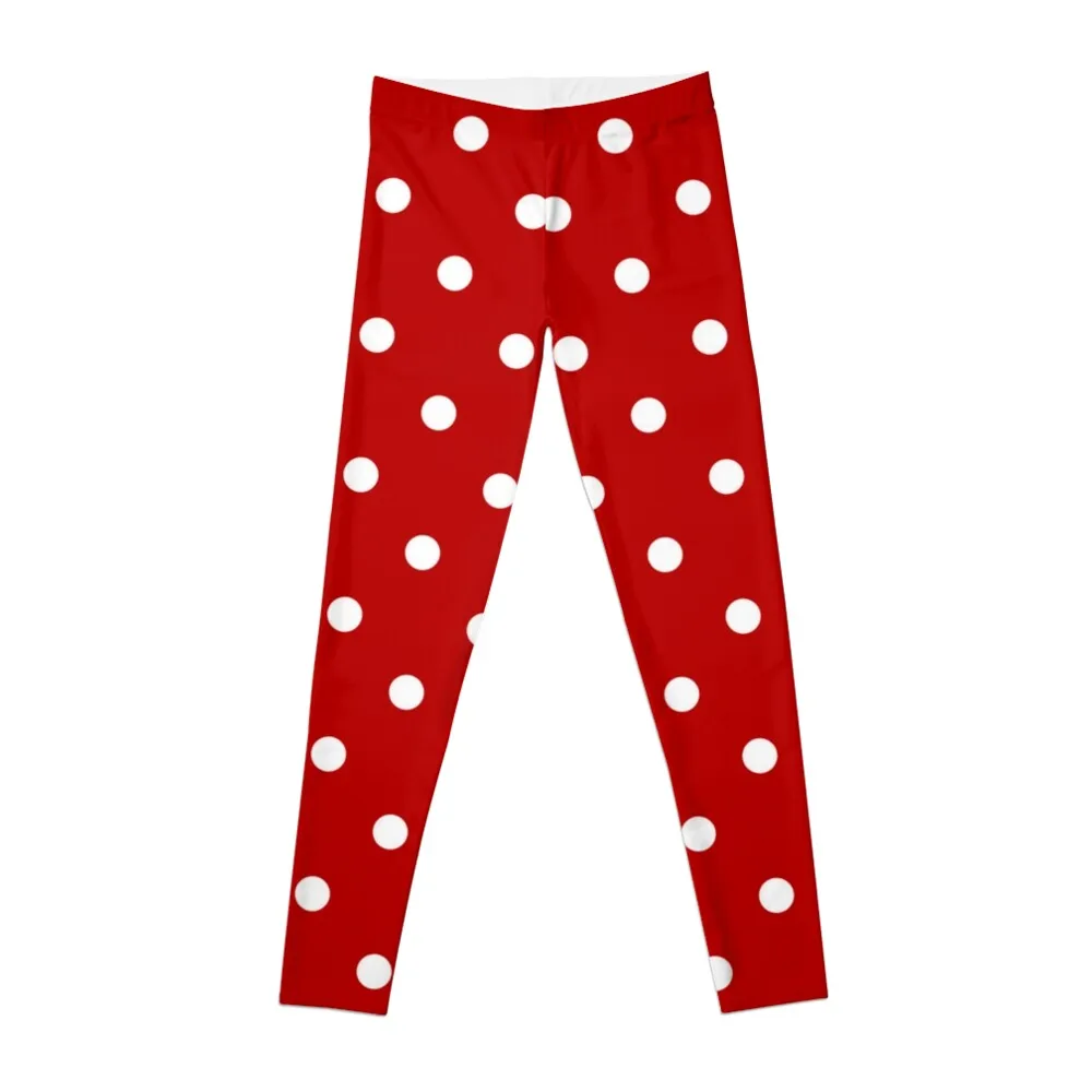 

polkadot red white dots Leggings Sweatpants trousers Womens Leggings