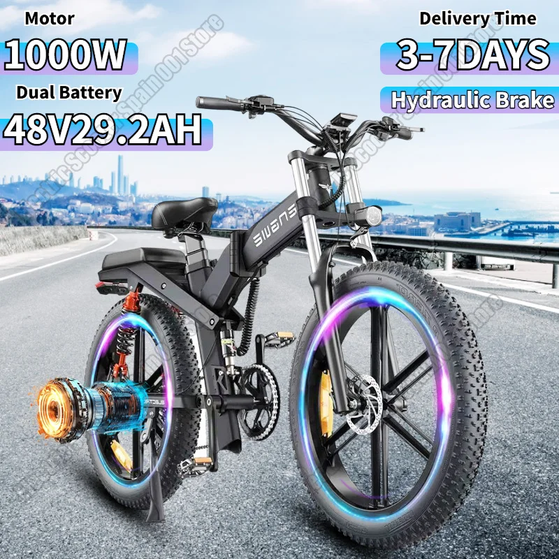 Engwe x26 E-Bike 1000w leistungs starker Motor 48v 10.4ah Dual Lithium Batterie falten Elektro
