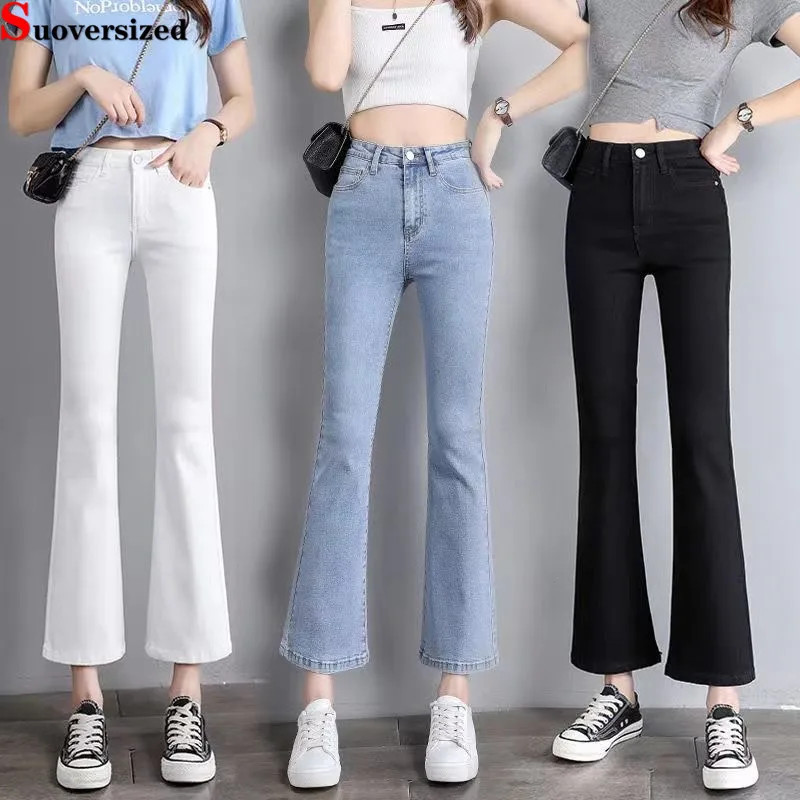 

High Waist Skinny Vintage Flare Jeans Slim Korea Casual Strecth Boot Cut Denim Pants Streetwear New Fashion Women Vaqueros