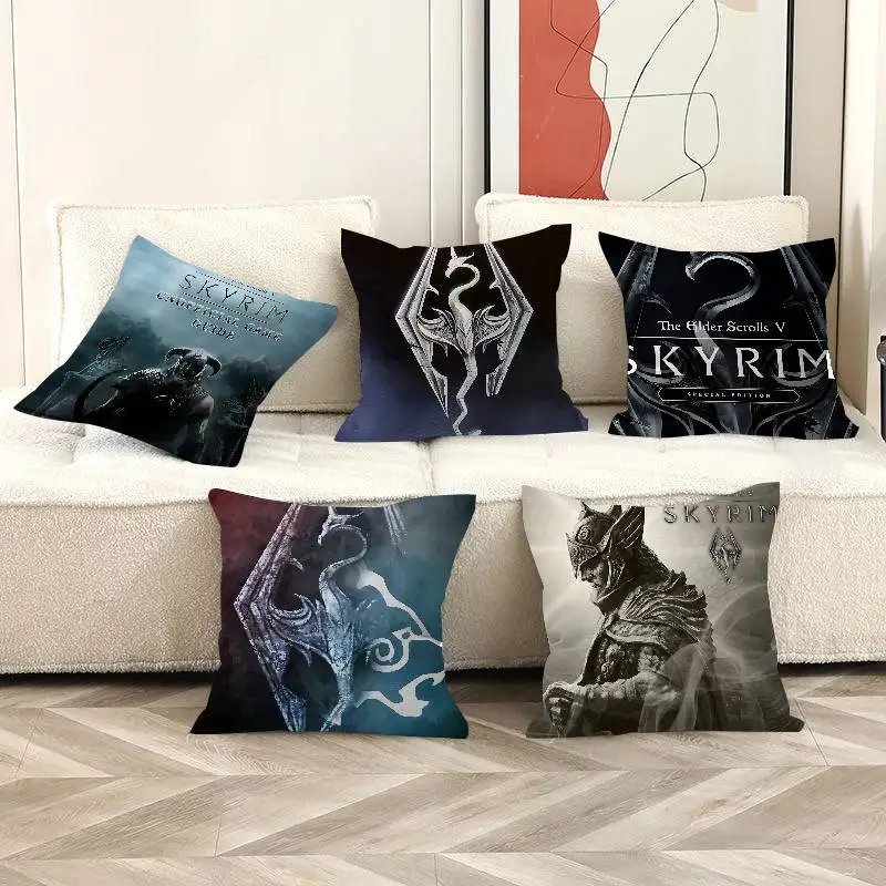 Action RPG S-Skyrim Game Maple Design Cushion Cover Happy Autumn Harvest Decor Holiday Decorati Pillow Cover