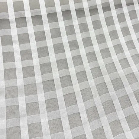 

2Meter White Checkered Satin Stripe Silk Fabric Mulberrysilk Clothing Dress Breathable Soft Thin Summer Fabrics New