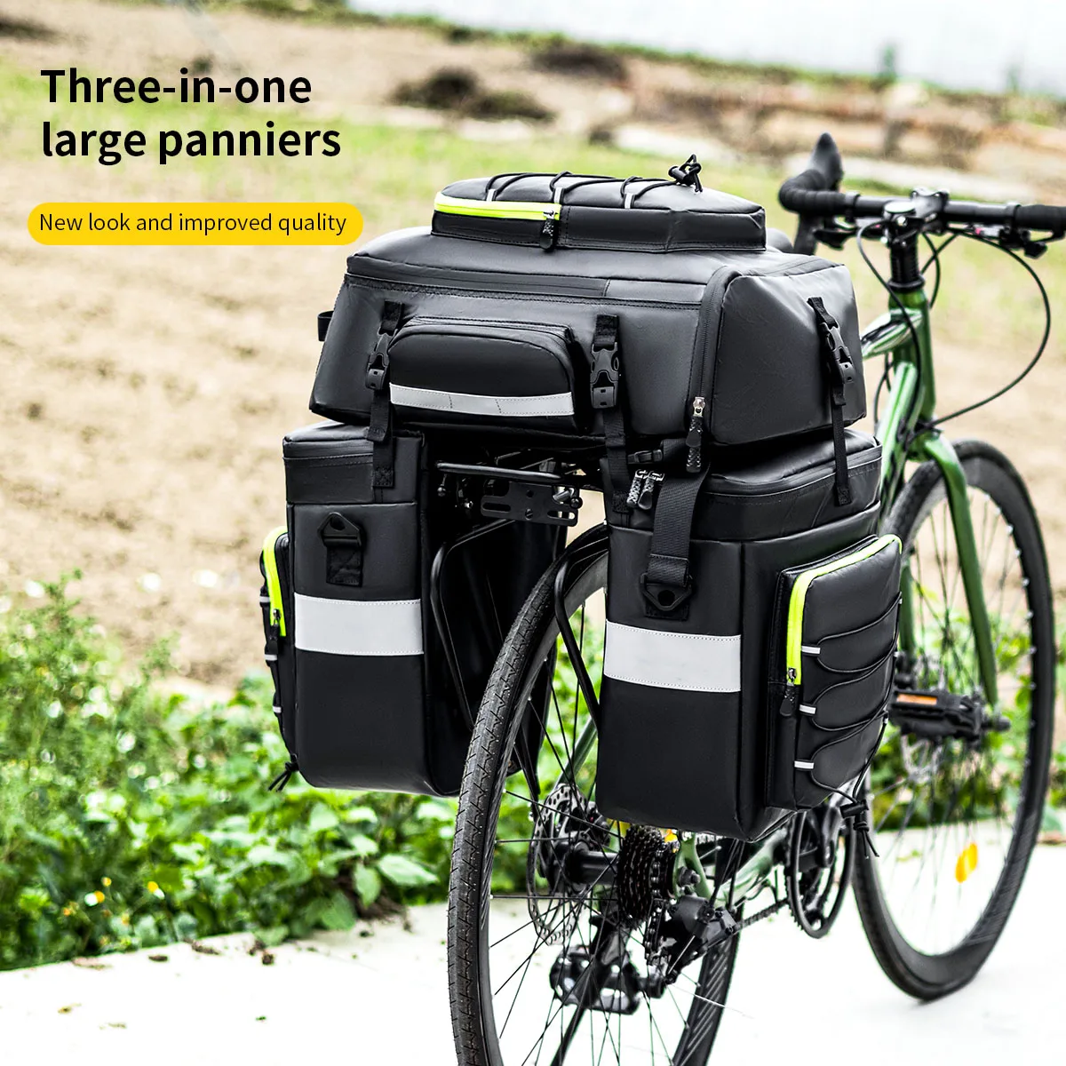 

Bicycle Bag Extra Large Capacity Wagon Waterproof Shelf Bag Long Distance Cycling 3-in-1 Camel Backpack
