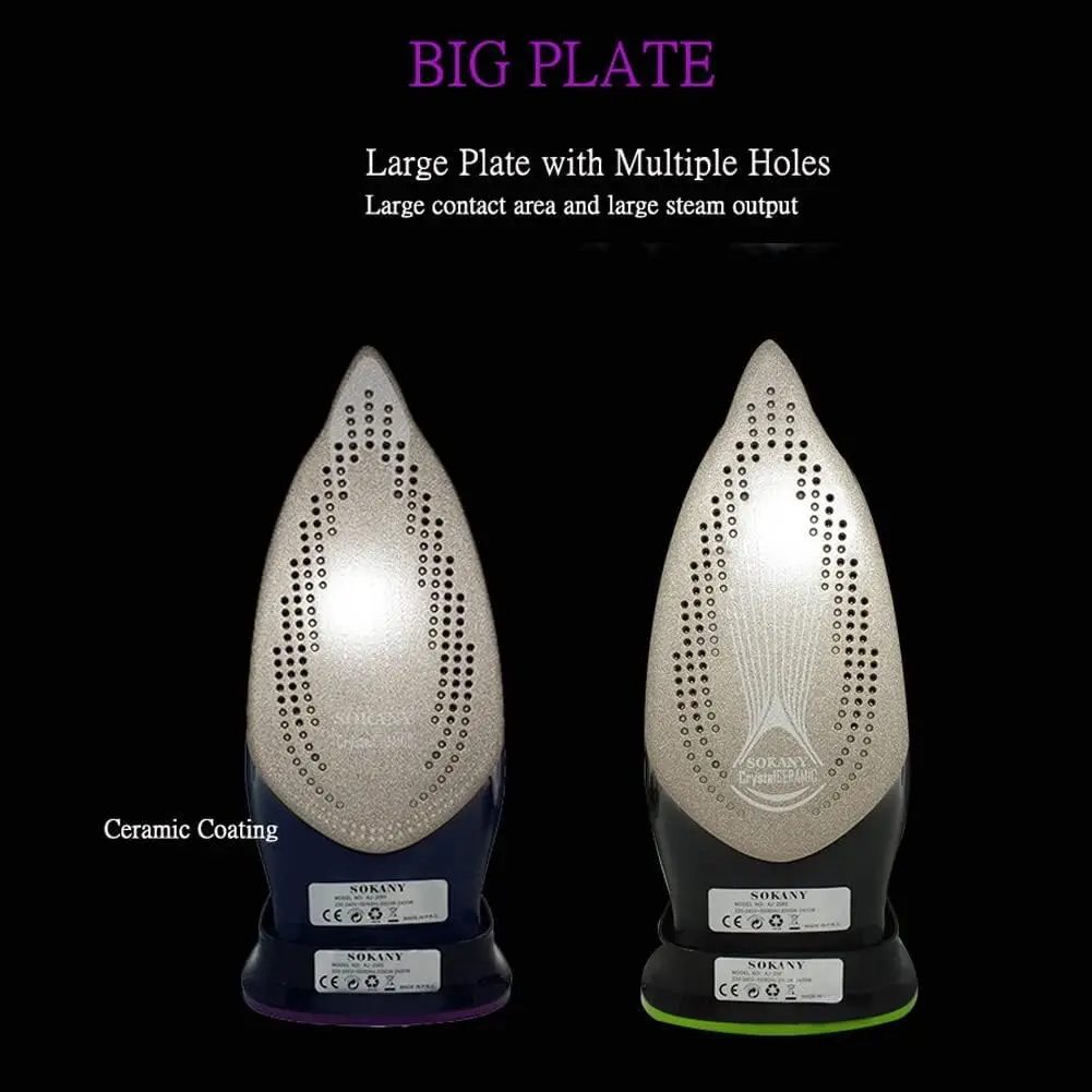 قطعة واحدة من مكواة البخار للملابس - قاعدة ألومنيوم مطلية بالتفلون غير لاصقة، إيقاف تلقائي، نظام مضاد للتنقيط، 2400 وات