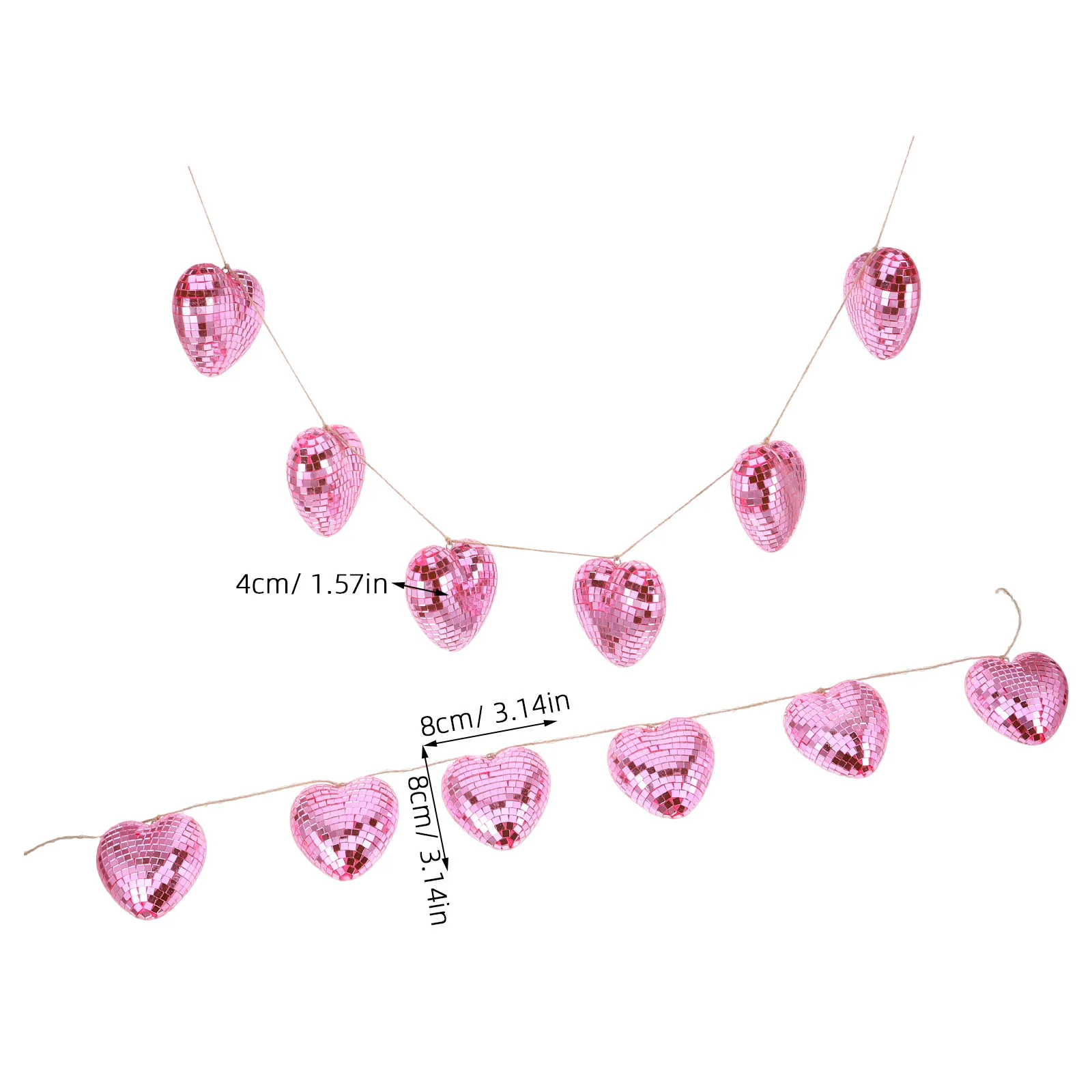Valentijnsdag Hartvormige Discobal Garland 6 Spiegelhartjes Hangende Valentijnsdecoratie Reflecterende Romantische Valentijnsfeest