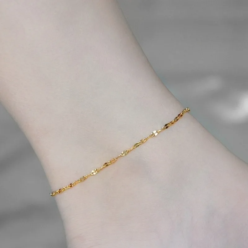 Stainless Anklets Women Metal Gold Color Charm Anklets Beach Barefoot Sandal Foot Jewelry Waterproof Accessories Femme Gifts