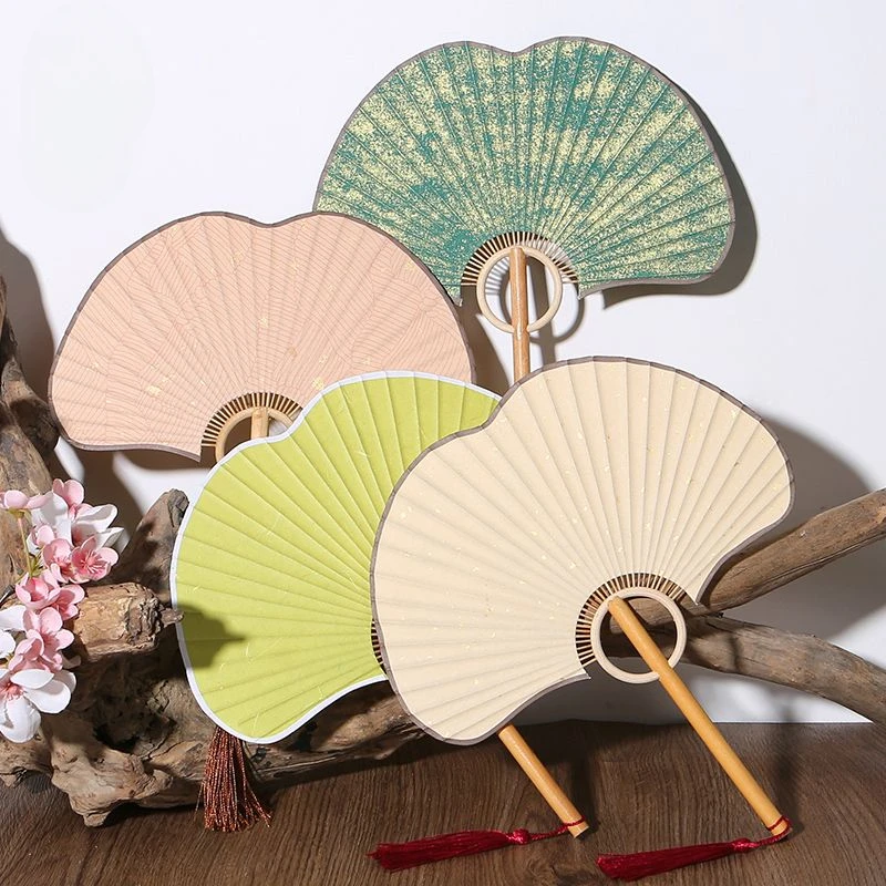 Ginkgo Leaf Ancient Fan Batik Rice Paper, Half-Cooked Props, Household Decoration, Freehand Painting, Double-sided, Suzhou Palac