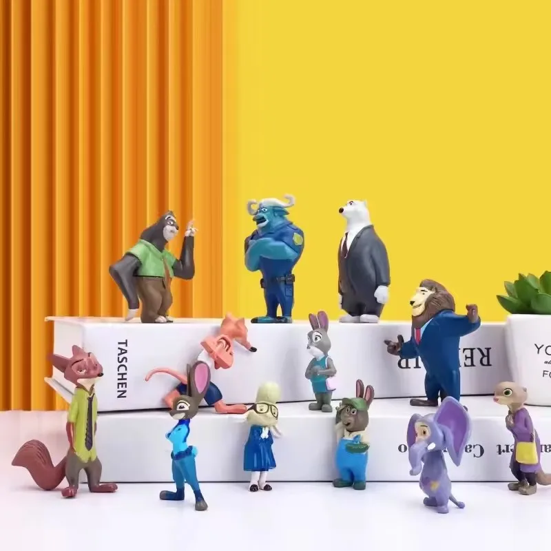12pcs/set Disney Zootopia Animals Action Figure Toys Rabbit Judy Hopps Fox Nick Wilde Movie Kids Gift Collection Figures