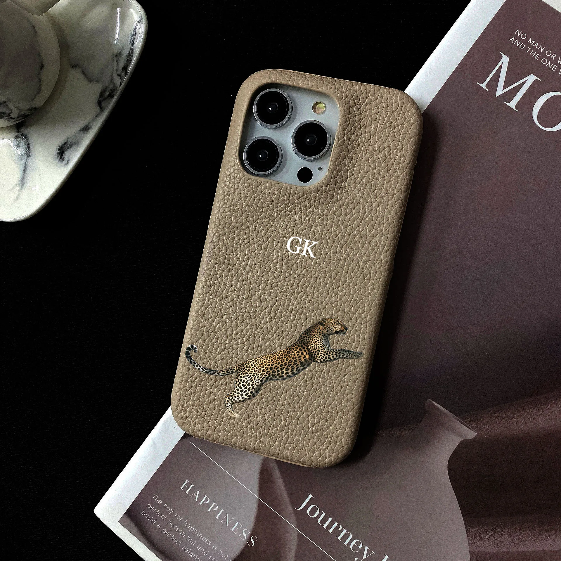 

Personalised Name initial PU Pebble Leather Case for iphone 11 12 14 13 16 Pro Max XR 14 15 16 Plus Luxury Hard Cover Stars Moon