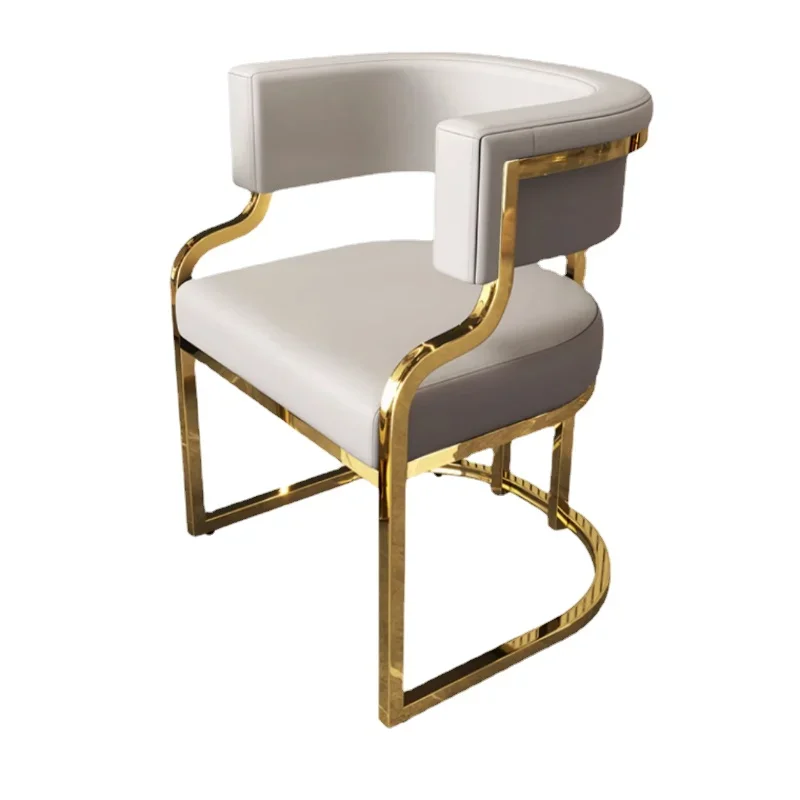 Italian Style Luxury Dining Chair Gold Plated Vanity Chair Home and Commercial Sofa Chair Stylish Manicure Salon Seat