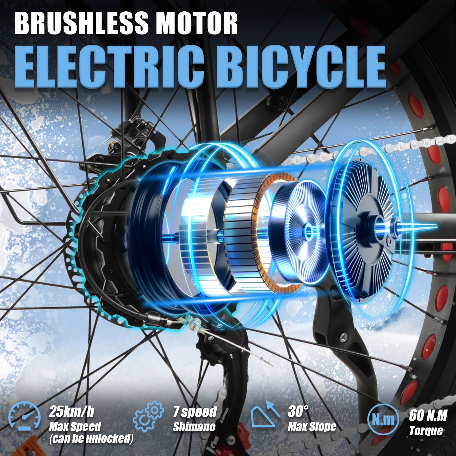 Bicicleta eléctrica Cmacewheel Ks26 48V 18Ah para adultos, con neumáticos anchos de 26 x 4 pulgadas, 7 modos de asistencia, autonomía de 60 a 80 km, motor sin escobillas, batería de litio extraíble, frenos de disco, ideal para diversas situaciones: montaña, carretera, ciudad, playa. Envío gratuito.