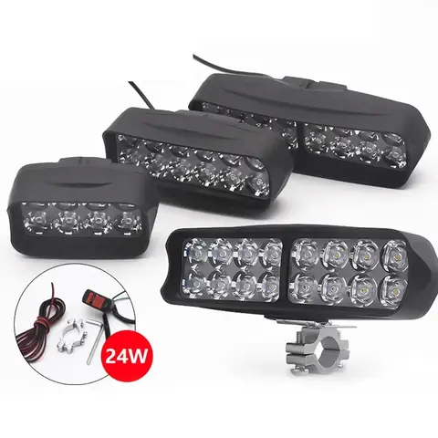오토바이 전기 자전거 LED 헤드라이트, 매우 밝은 삼륜차 램프, 12V-80V, 8 12/16 LED, 1 개