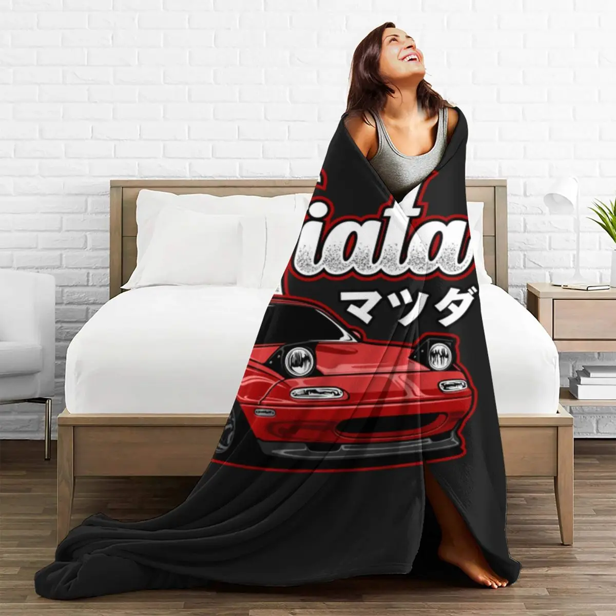 Miata MX-5 NA Red Flannel Blanket Automotive Car Super Warm Throw Blanket for Chair Camping Aesthetic Bedspread Sofa Bed Cover