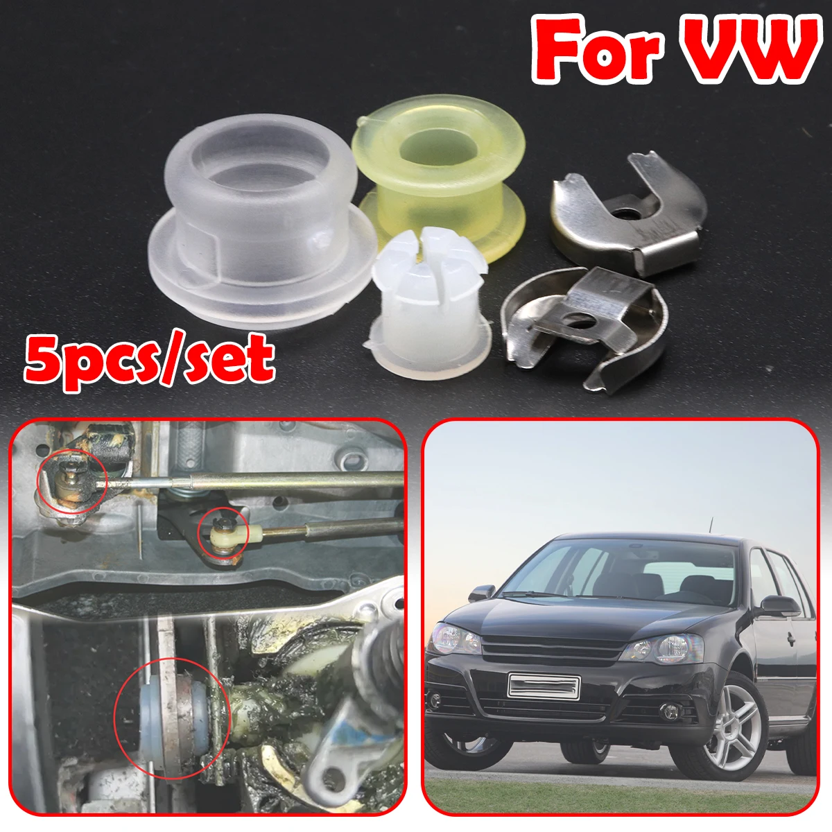

Gear Shift Lever Cable Bushing Gearbox Selector End Linkage Rubber Sleeve Repair Kit For VW Golf Jetta Polo Bora Passat Beetle