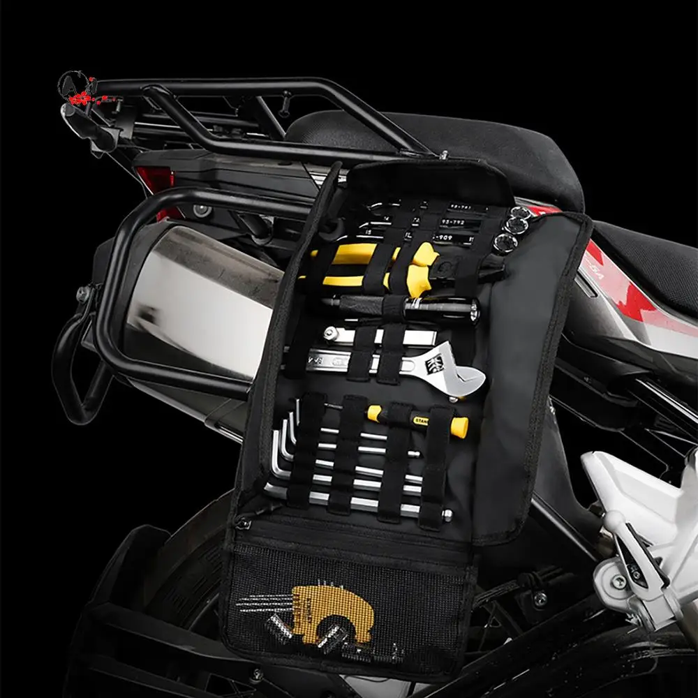 A10E-Rhinowalk Motorcycle Tool Roll Bag Portable Motor Saddlebags Side Tool Storage Bag Pouch Outdoor Travel Repair Working Tool