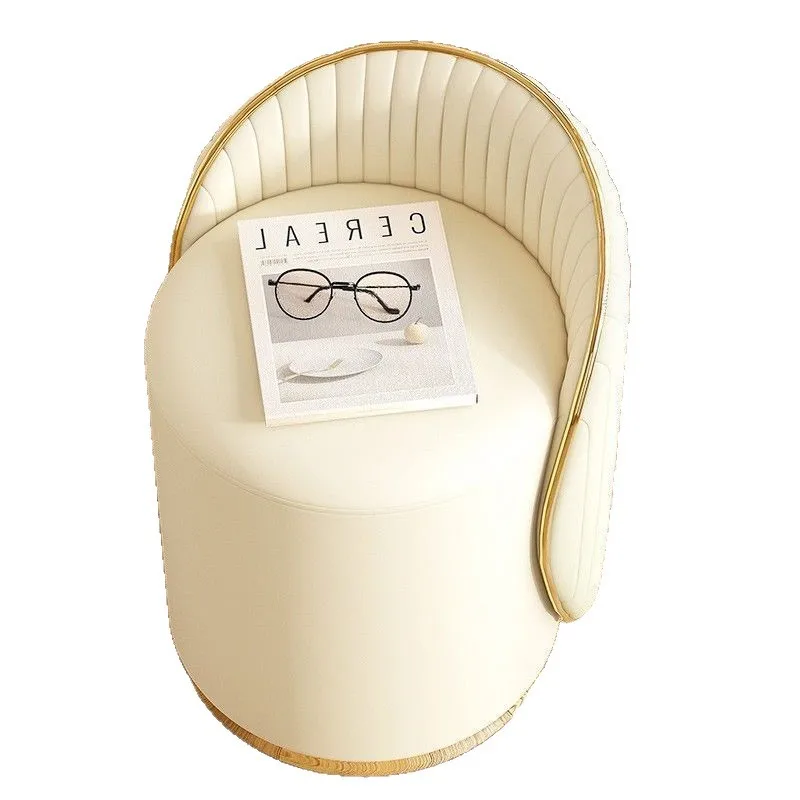 Nordic Vanity Chair with Backrest Minimalist Makeup Stool Small Space Bedroom Round Stool for Girls