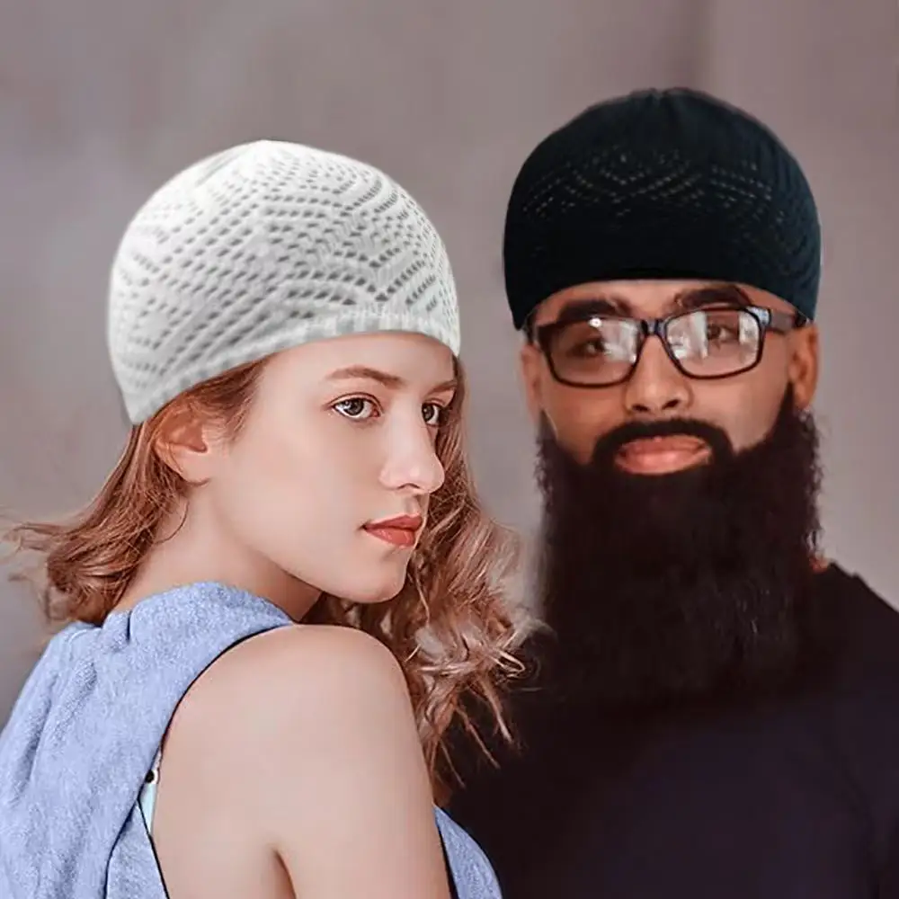 Muslim Caps For Men Women Clothing Prayer Hat Knitted Mesh Kufi Kippah Islamic Saudi Arabia Jewish Summer 0784