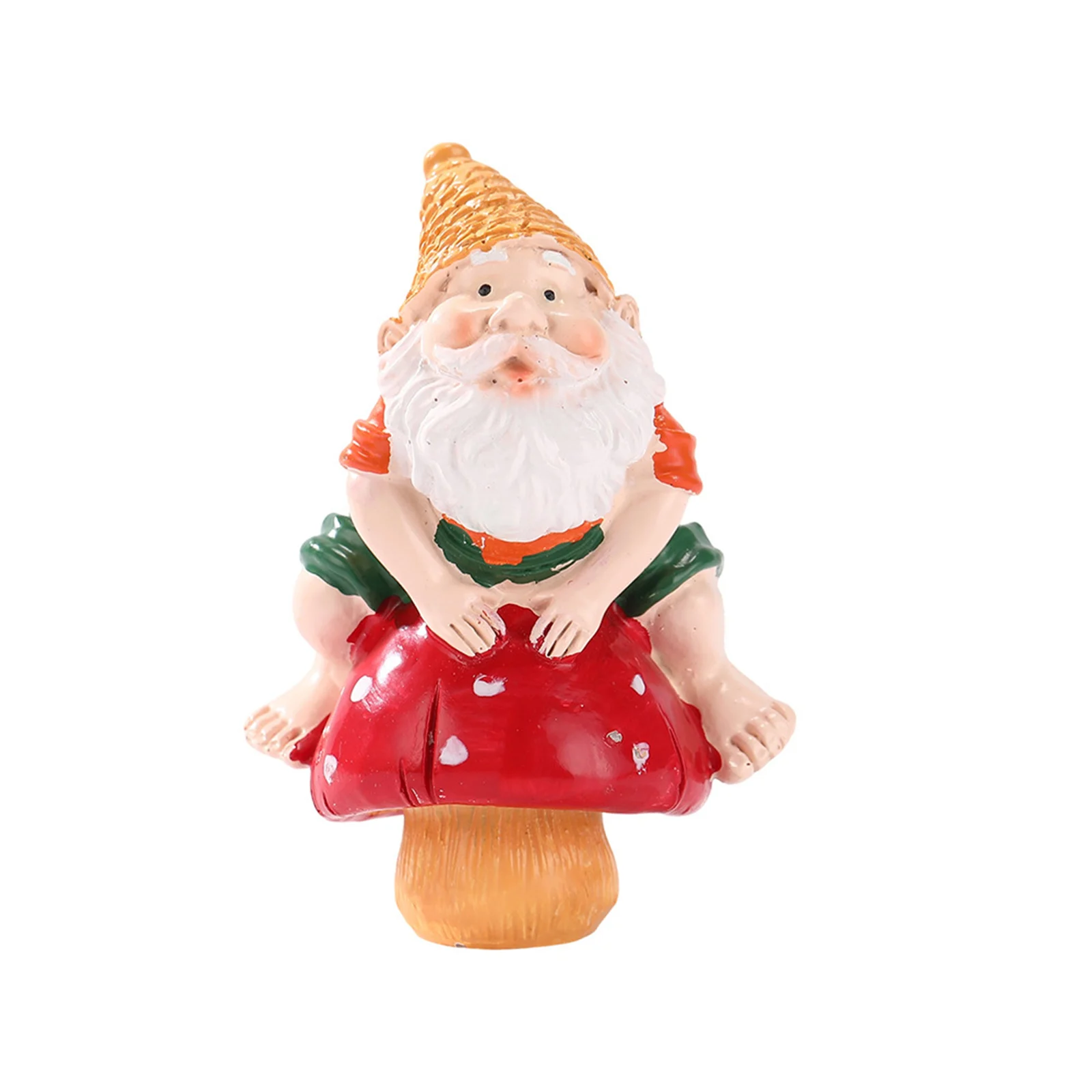 Christmas Figurines Dwarf Sitting on Mushroom Statue Desktop Decorations for Home Holiday Party