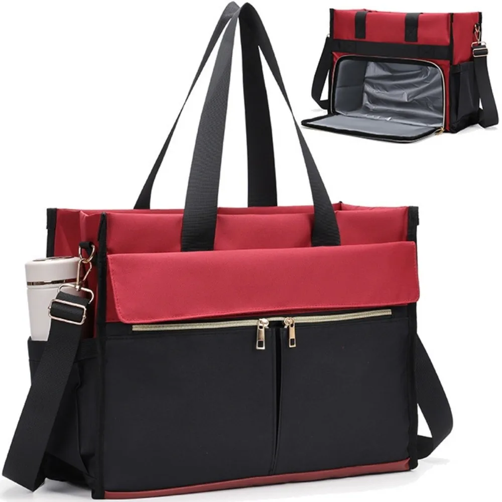 Multifunctional Insulated Lunch Bag Thermal Oxford Fabric Work Tote Bag Leak-Proof Shoulder Strap Lunch Carrier School Use