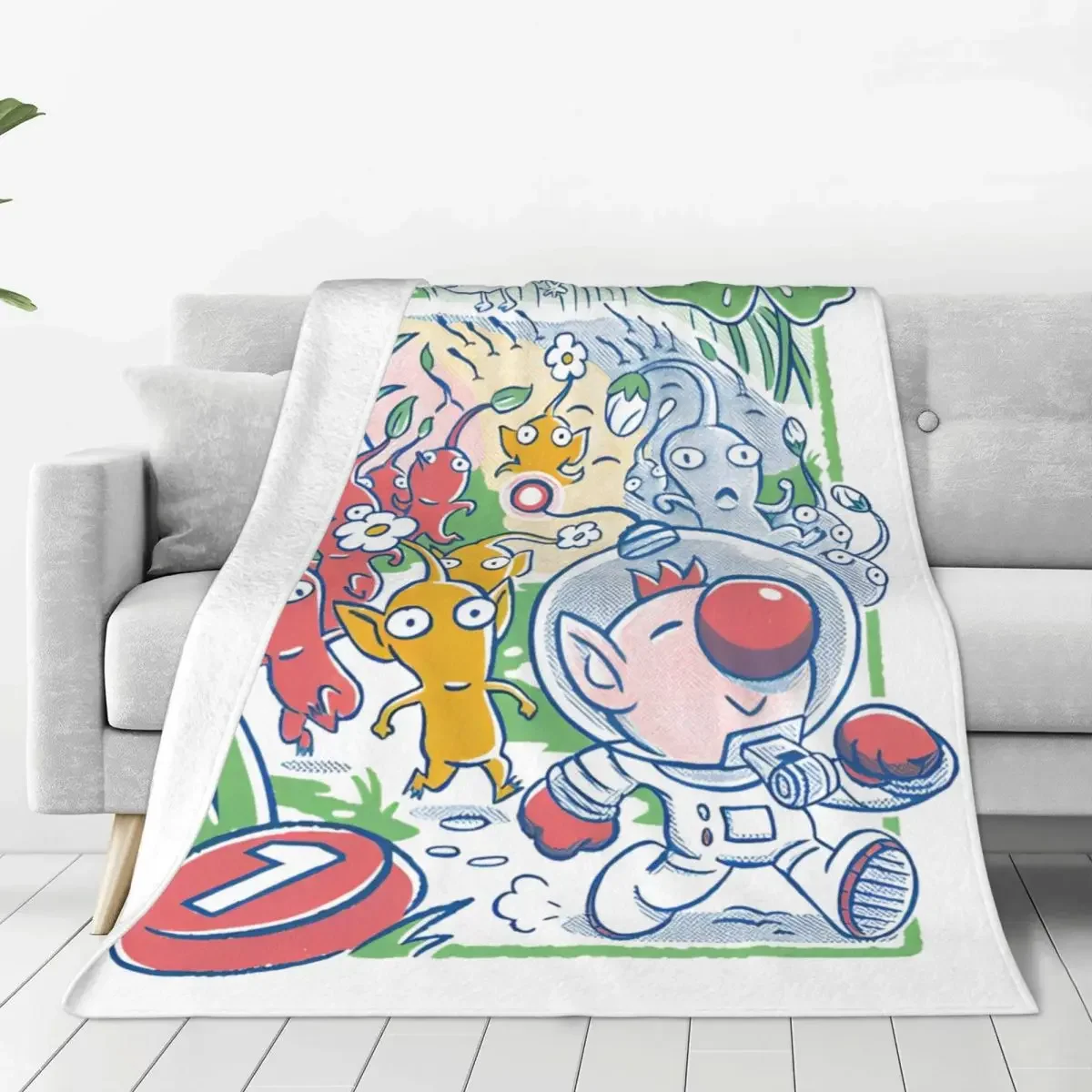 Funny Pikmin Keep The Pace Merch Blankets Fleece Sofa Gaming Throw Blanket Cozy Lightweight for Travel Rug Piece