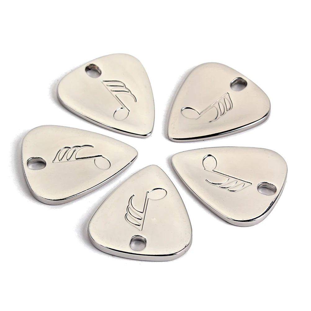 

Guitar Picks Metal Classical Symbol Hole Prepared Holes Durable Fadeless Alloy Smooth Non Slippery Sound Decorative Pendant Gift