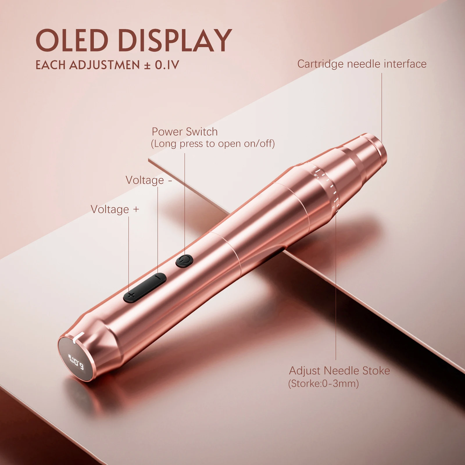 Wireless Tattoo Pen Machine  with 2 battery Rotary Tattoo Gun Pink Permanent Makeup Tattoo Machines Device Kit Eyebrow Pen