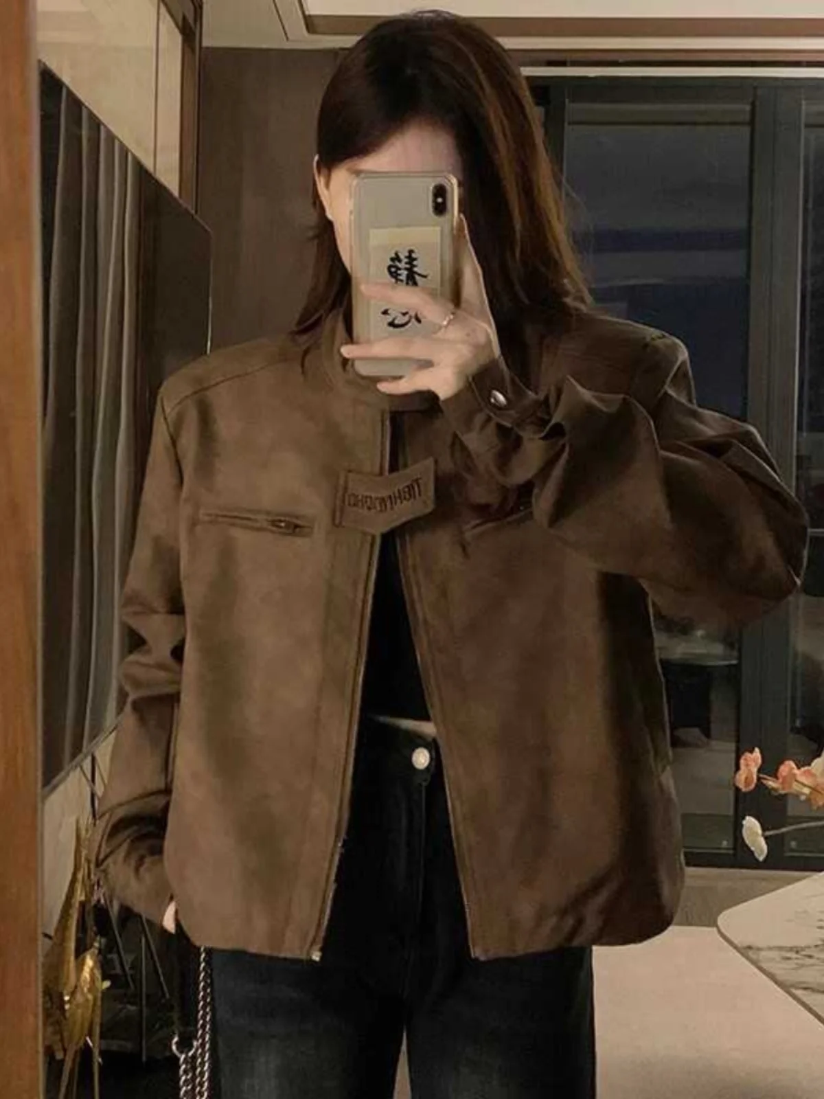 

Коричневый кожаный топ Jaet, женский винтажный износостойкий мотоциклетный топ, ранняя осень, Новое поступление 2024, мода для поездок на работу