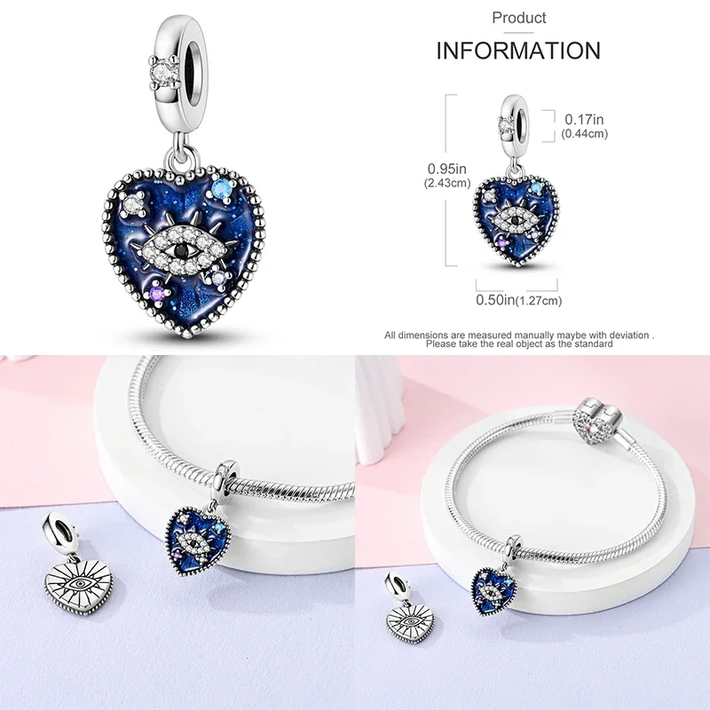 925 Sterling Silver Dragonfly Dreamcatcher Charms with Blue Devil Eyes Infinity Symbol Flower Design for Pendant Jewelry