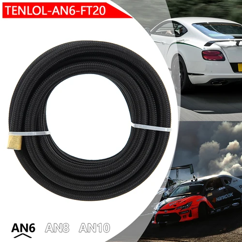 Imagen 2 del producto Envío gratis 10/20 pies 3m/6m AN6 AN8 AN10 PTFE manguera de combustible de aceite NYLON trenzado interior PTFE