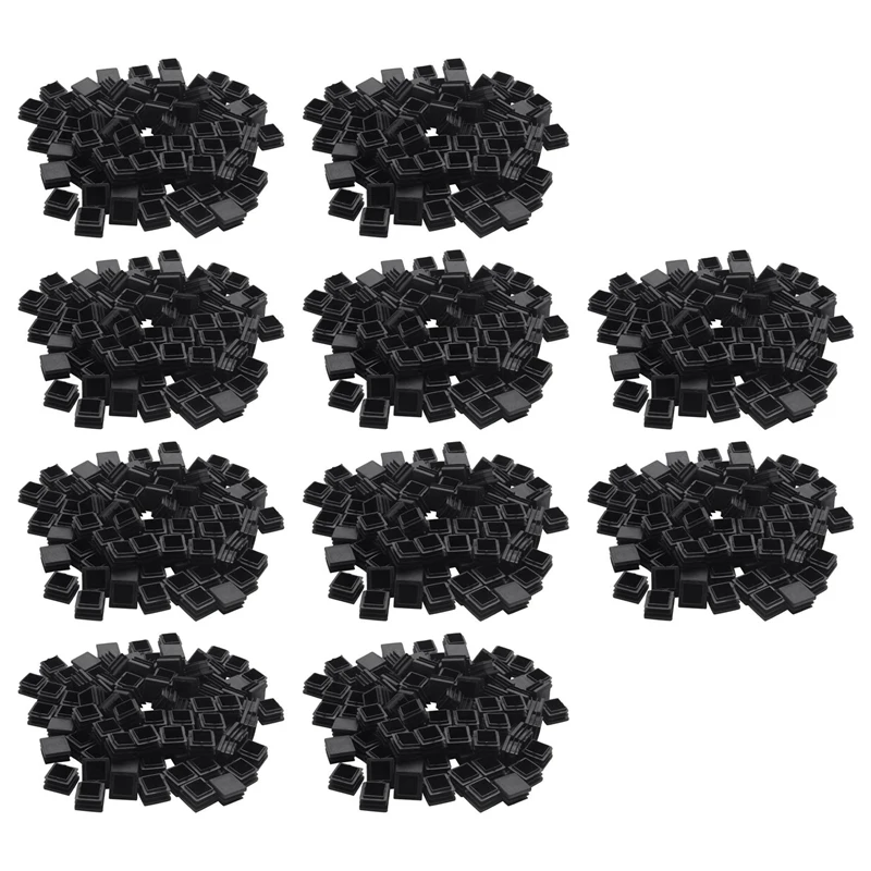 1000Pcs Plastic Square Tube Inserts End Blanking Caps 20Mm X 20Mm Black