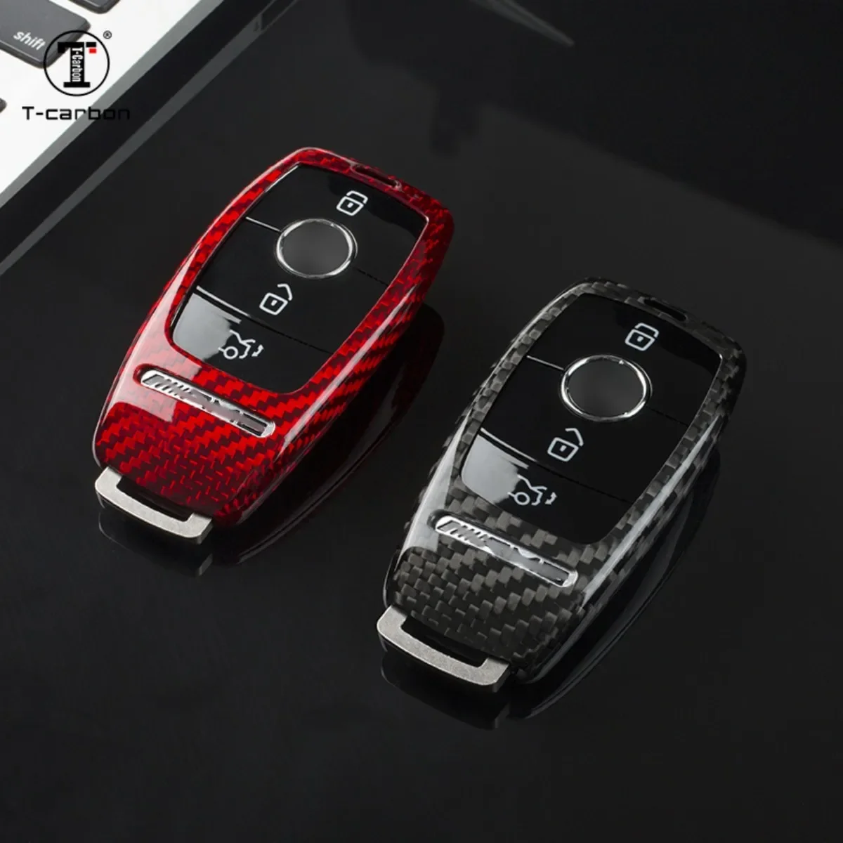 T-carbon Carbon Fiber Car Key Cover Case Shell Protective For Mercedes Benz W207 A C E S G GLS Class W177 W205 W213 W222 G63 X16