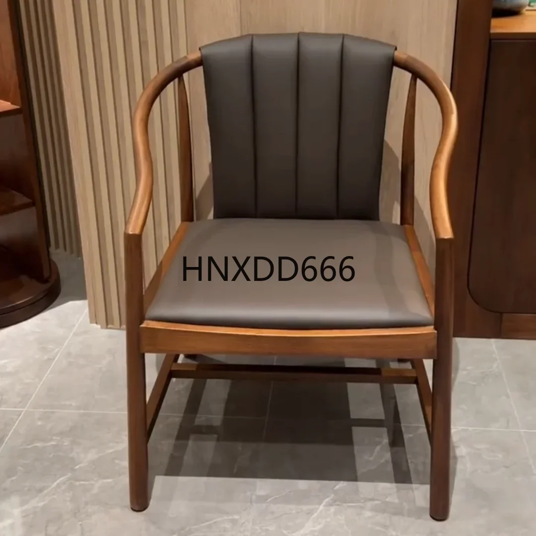 New Chinese black walnut leisure chair, Zen solid wood dining chair