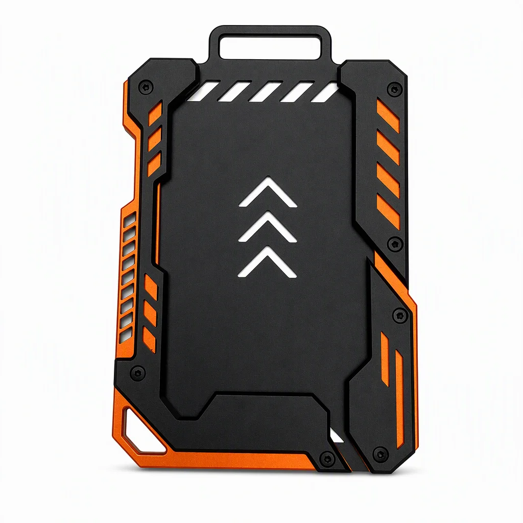 Tactical CNC Aluminum ID Card Badge Holder, Heavy Duty EDC Badge Case for Men, Protective Access Card Cover with Push Slot