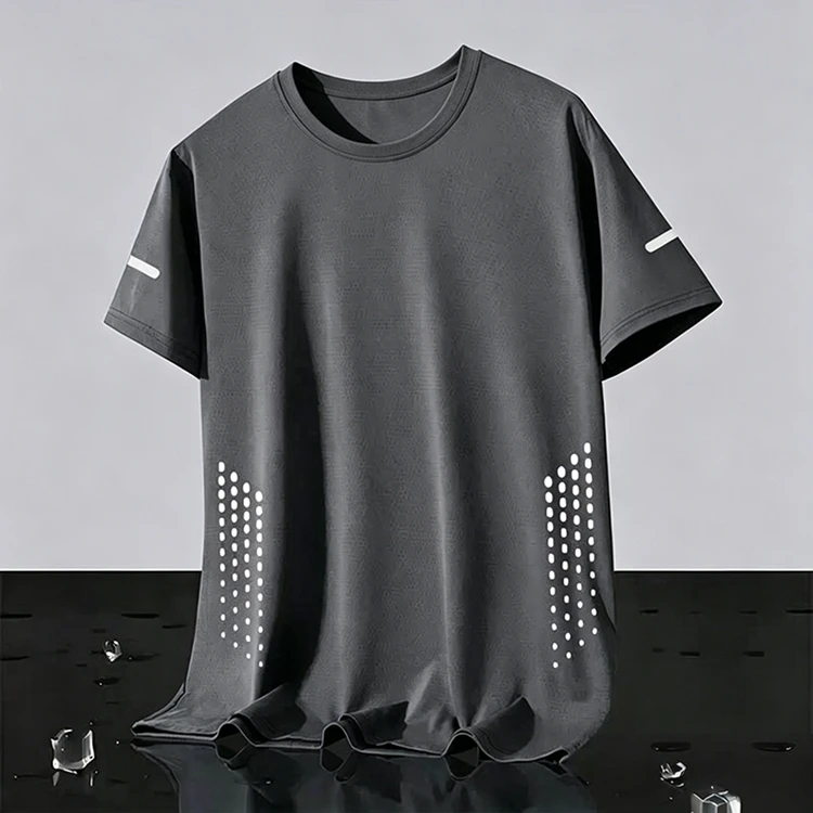 Neue Ice Silk Laufshirts für Herren, lockeres Kurzarm-Oberteil, Basketball-Gym-Sportbekleidung für Männer, Fitness-Workout, atmungsaktives Mesh-T-Shirt – Detail 25