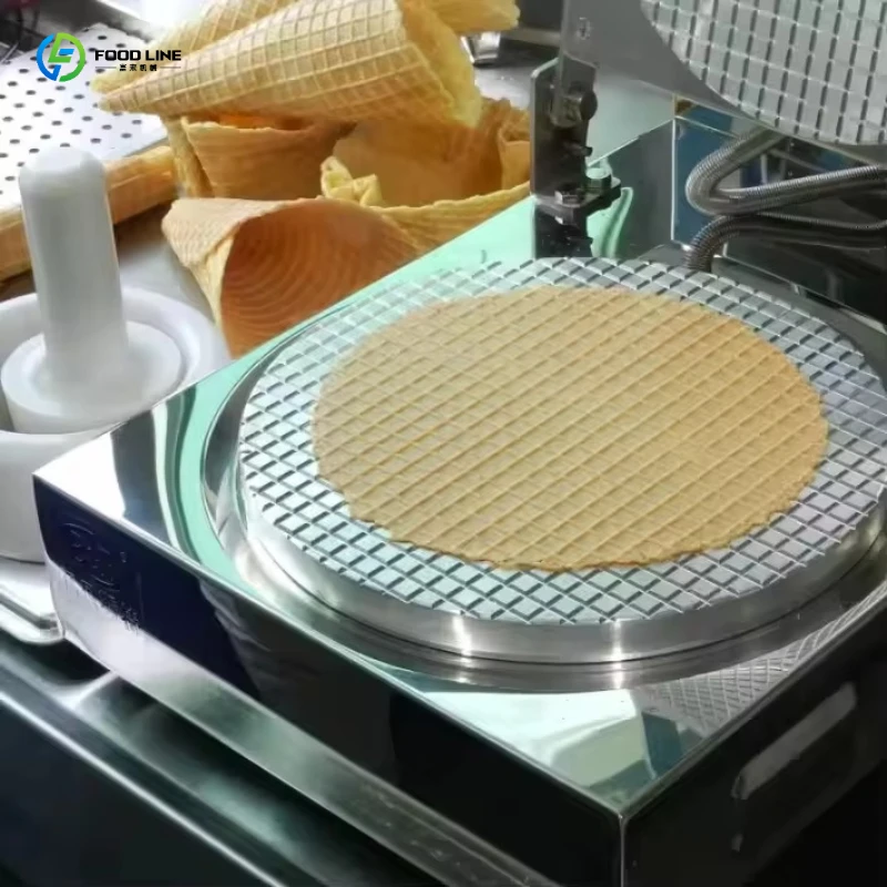 FL Electric Waffle Cone Maker Commercial Ice Cream Machine Automatic Baker Stroopwafel Iron for Bakery Shop