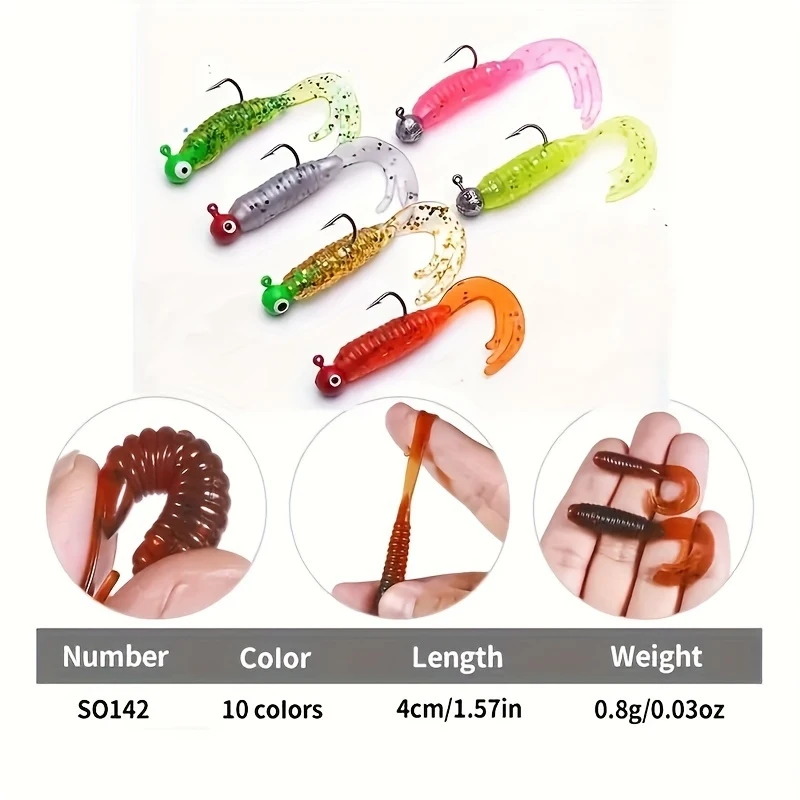 30pcs Vibrant Rolled Tail Soft Wobblers with Lead Hooks, Fishing Lures - Essential Fishing Accessories